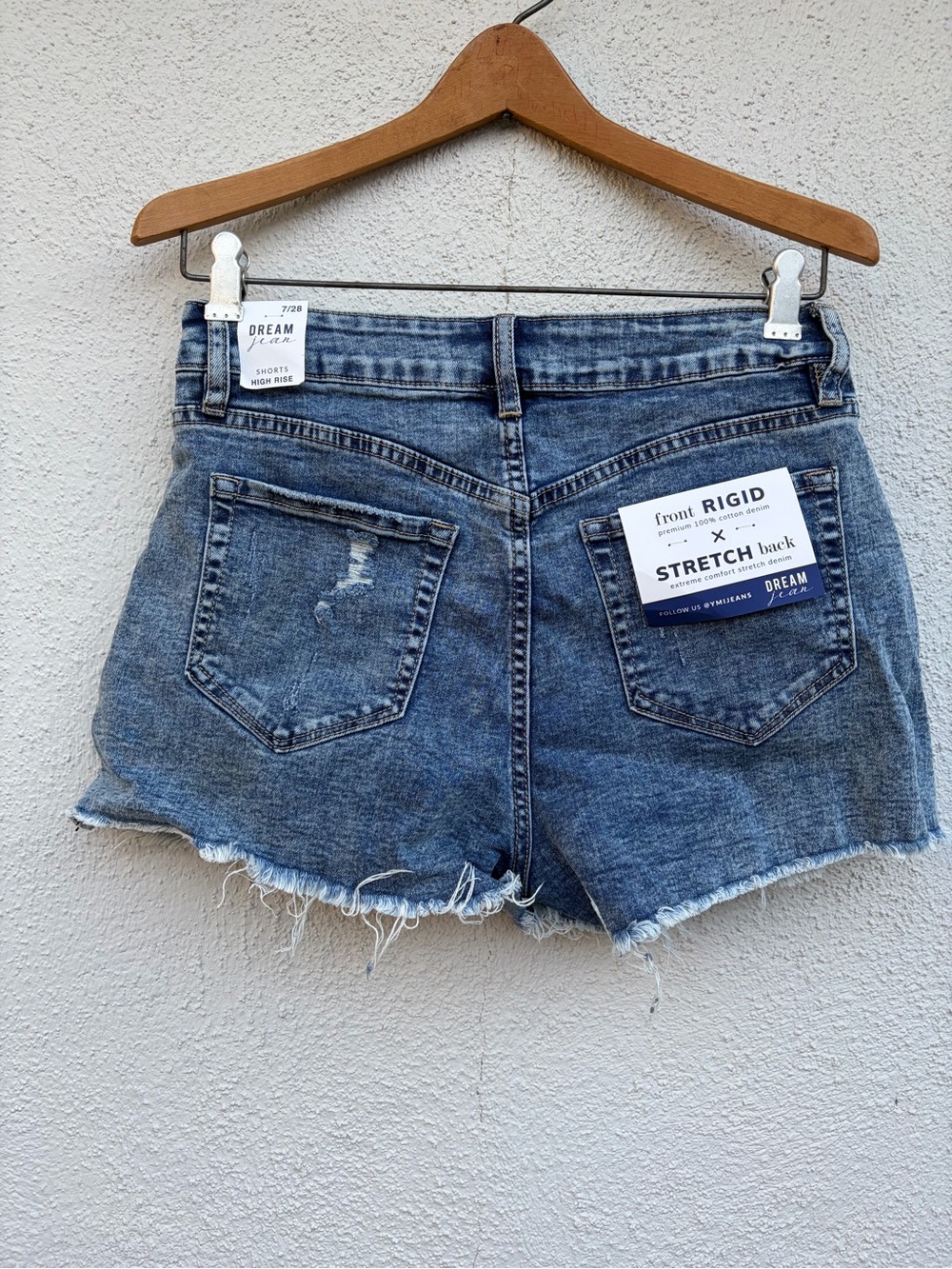 YMI Women's Dream Jean Distressed Blue Denim Shorts Size 7/28 - Picture 8 of 15